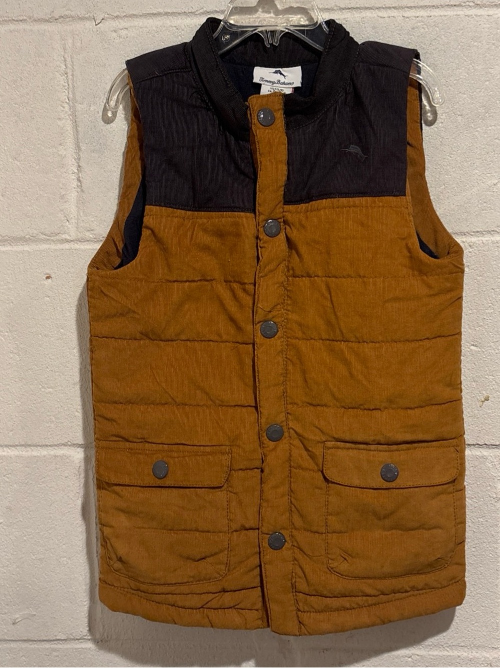 Tommy Bahama Boys Corduroy Puffer Vest Quilted Brown Tan 5/6
